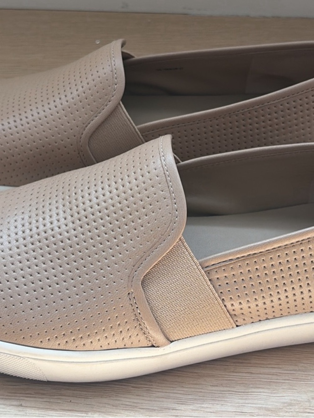 Vince Perforated Blair Slip-On Flats in Beige/Sand